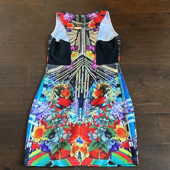 Wow Couture Womens Dress Bodycon Sz S Floral - Picture 3 of 4